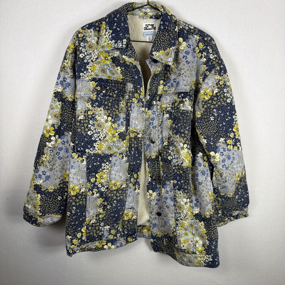 Future Collective Women's XS Reese Blutstein Floral Sherpa Lined Jacket NWOT